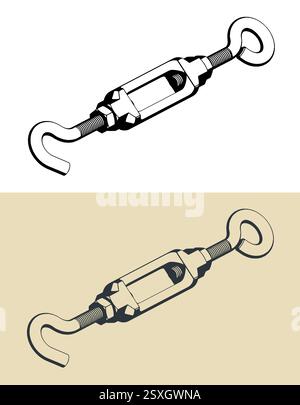 Stylized vector illustrations of turnbuckle Stock Vector