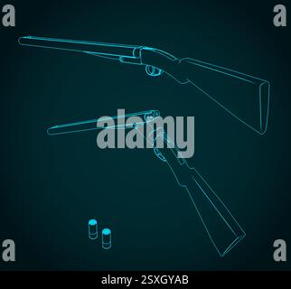 Stylized vector illustrations of double barrel shotgun Stock Vector ...