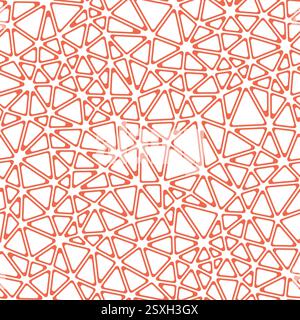 Triangles pattern. Small triangles size. Solid Color style. Rounded triangular cells outlined. Repeatable pattern. Sunset Glow. Stock Vector