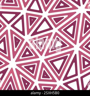 Minimalistic triangles background. Multiple repeated inner triangles. Big shape size. Single color tone style. Seamless pattern. Modern vector tiles. Stock Vector