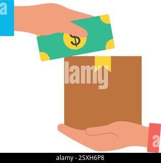 Cash on Delivery Shopping Transaction Stock Vector