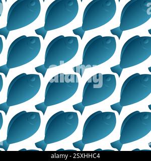 Exotic aquarium or sea fish. Flat style. Vector illustration. Seamless pattern. Stock Vector