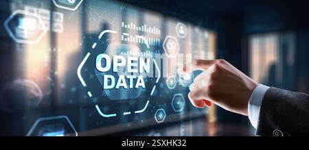 Open data api internet technology concept. Online documentation database. Stock Photo