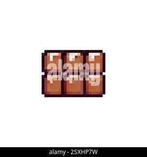 Pixel chocolate bar icon. Chocolate logo in pixel style 80s, 90s. Chocolate pixel for games, websites, animations. 8bit icon sweets. Vector vintage Stock Vector