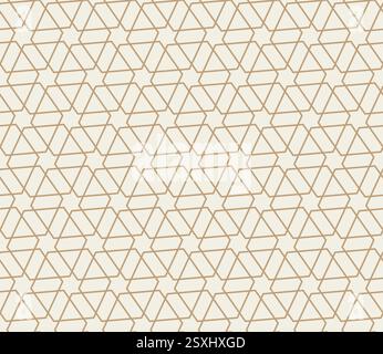 Seamless geometric pattern with hexagonal shape in gold lines. Vector abstract design for background Stock Vector