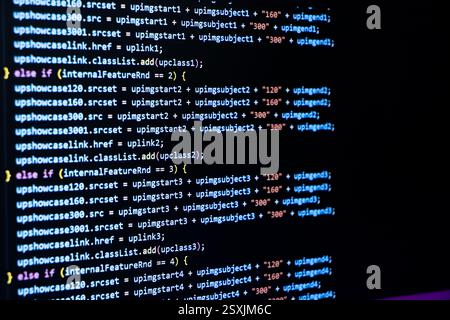 Programming coding screen, web developer coding screen Stock Photo