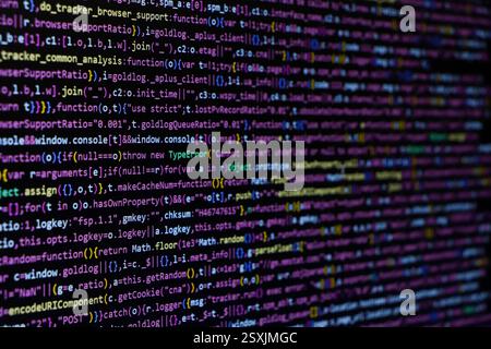Technology background, coding screen of web developer or software developer Stock Photo
