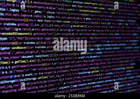 Technology background, coding screen of web developer or software developer Stock Photo