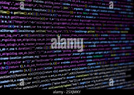 Technology background, coding screen of web developer or software developer Stock Photo