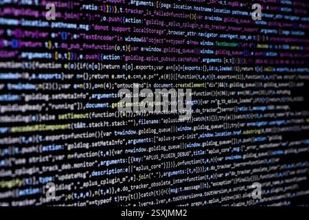 Technology background, coding screen of web developer or software developer Stock Photo
