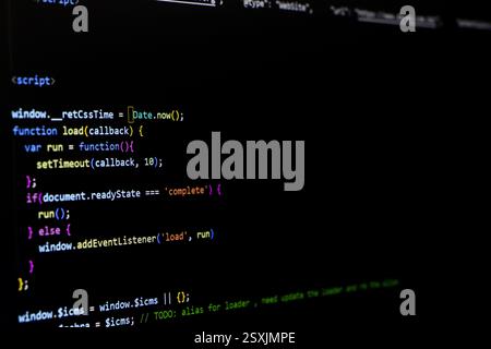 Technology background concept, developer coding screen Stock Photo