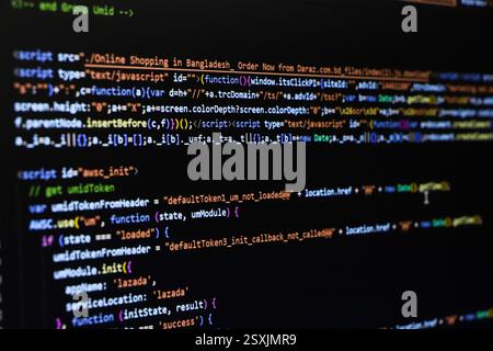 Technology background concept, developer coding screen Stock Photo