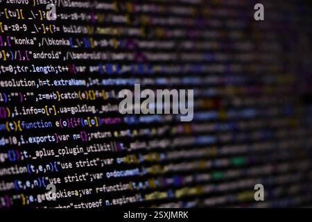 Technology background concept, developer coding screen Stock Photo