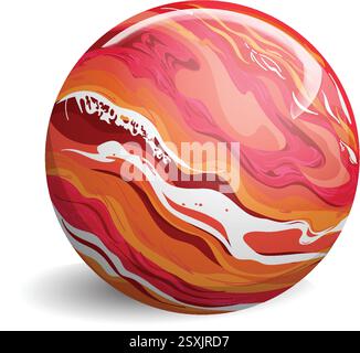 Colorful swirling patterns on a spherical surface Stock Vector