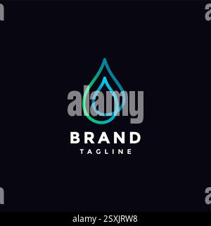 Simple Line Water Inside Water Logo Design. Simple Water To Water Line Symbol Logo Design. Stock Vector