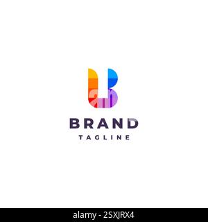 Simple Colorful Initial Letter UB Logo Design. Colorful Mosaic Letters U And B Logo Design. Stock Vector