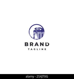 Strong Orthopedic Shoulder Surgeon Logo Design. Shoulder Bones In Circle Symbol Of Health Logo Design. Stock Vector