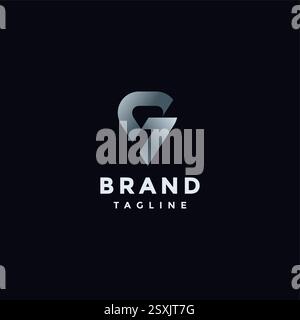 Simple Initial G Seven Spot Logo Design. Minimalist Initial Letter G Pin Logo Design. Stock Vector