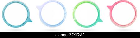 four different colored speech bubbles on a white background for web design, user interface apps, banner poster element, flyer, brochure catalogue book Stock Vector