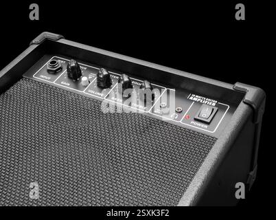 guitar amplifier on black background, with EQ for bass electric guitar Stock Photo
