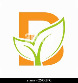 Initial Letter B Leaf Logo Concept For Eco Friendly and Organic Symbol Vector Template Stock Vector