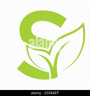 Initial Letter S Leaf Logo Concept For Eco Friendly and Organic Symbol Vector Template Stock Vector