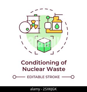 Conditioning of nuclear waste multi color concept icon Stock Vector