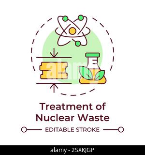 Treatment of nuclear waste multi color concept icon Stock Vector
