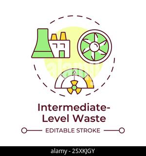 Intermediate level waste multi color concept icon Stock Vector