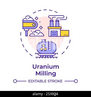 Uranium milling multi color concept icon Stock Vector