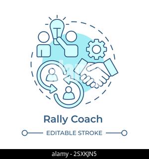 Rally coach soft blue concept icon Stock Vector