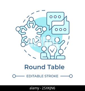 Round table soft blue concept icon Stock Vector