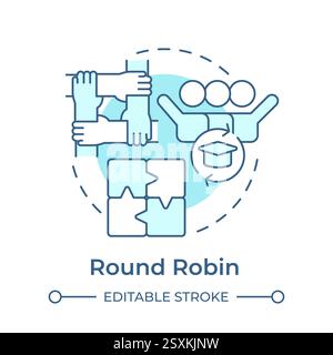 Round robin soft blue concept icon Stock Vector