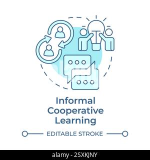 Informal cooperative learning soft blue concept icon Stock Vector