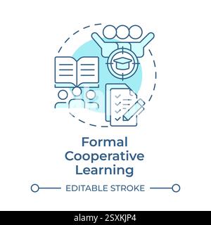 Formal cooperative learning soft blue concept icon Stock Vector