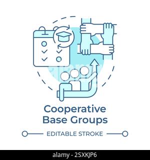 Cooperative base groups soft blue concept icon Stock Vector