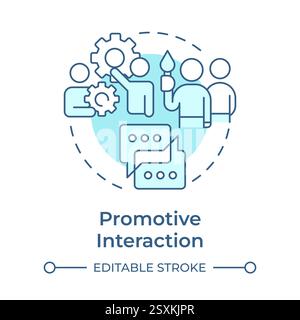 Promotive interaction soft blue concept icon Stock Vector