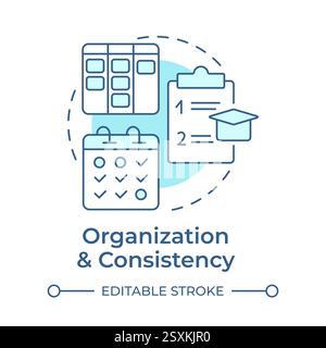 Organization and consistency soft blue concept icon Stock Vector