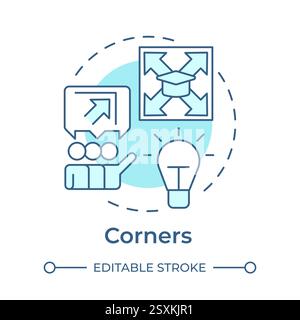 Corners soft blue concept icon Stock Vector