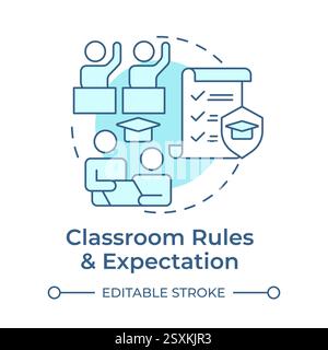 Classroom rules and expectation soft blue concept icon Stock Vector