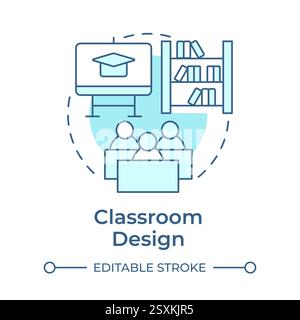 Classroom design soft blue concept icon Stock Vector