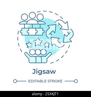 Jigsaw soft blue concept icon Stock Vector