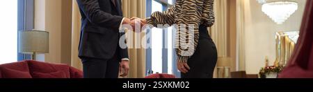 Handshaking between Business Professionals in Office Environment Stock Photo