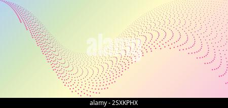 A visually captivating abstract wave vector illustration, featuring a dynamic flow of dotted lines against a soft gradient background Stock Vector