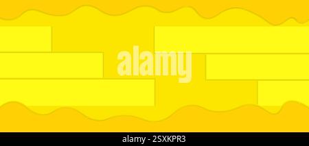 Bright Yellow Geometric Background with Wavy Ornaments Vector Stock Vector