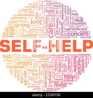 Self-help vector illustration word cloud isolated on a white background. Stock Vector