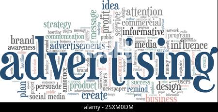 Advertising vector illustration word cloud isolated on a white background. Stock Vector