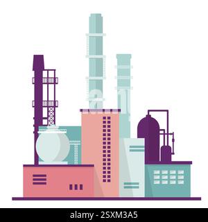 Industrial zone. Factory buildings. Illustration in flat design style Stock Vector