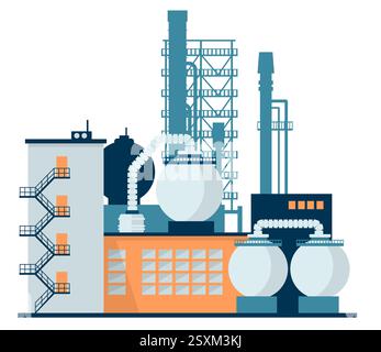 Industrial zone. Factory buildings. Illustration in flat design style Stock Vector