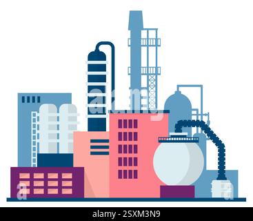 Industrial zone. Factory buildings. Illustration in flat design style Stock Vector